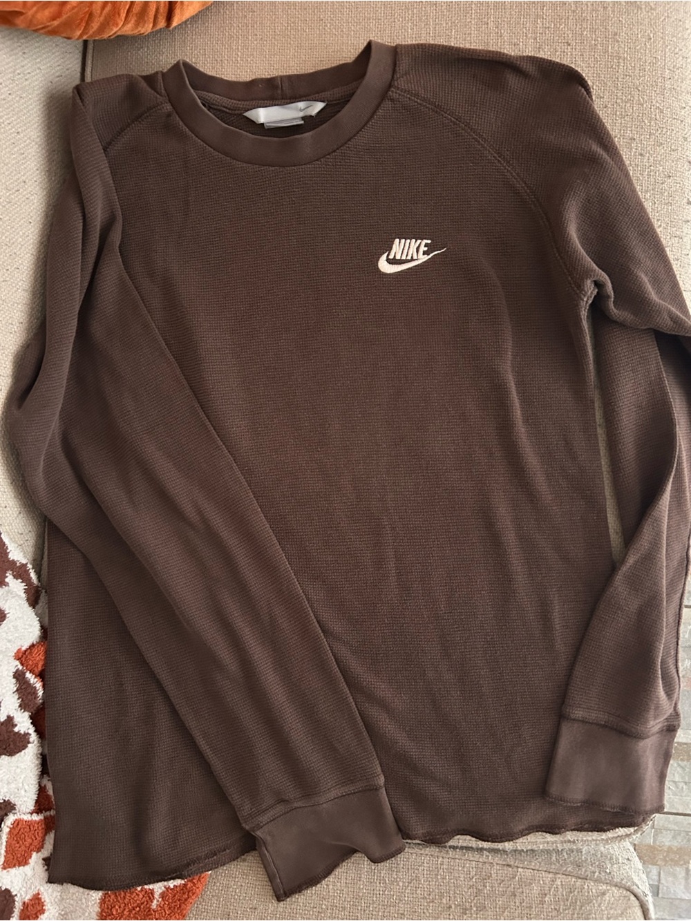 Nike Men’s Brown Cotton Crewneck Pullover Sweatshirt Long Sleeve L Pre-Owned